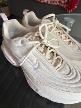 Nike Women's Cream and Light Pink Air Max-Style Sneakers
